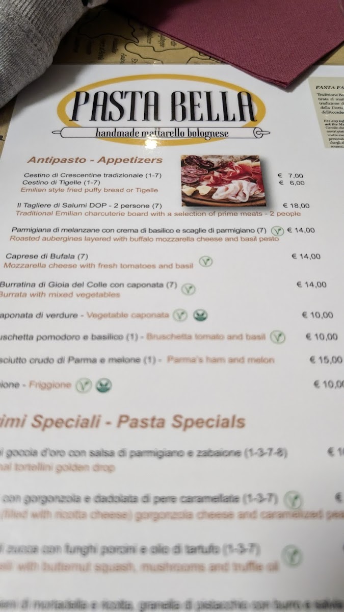 Trattoria e Bottega PASTA BELLA Menu - Image 1