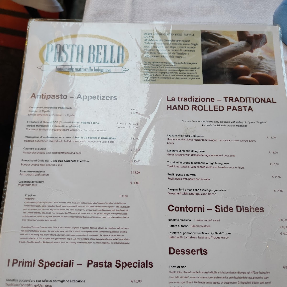 Trattoria e Bottega PASTA BELLA Menu - Image 2